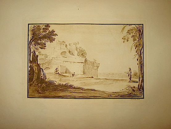 Basire James (1730-1802) (Paesaggio con un uomo che disegna rovine) 1800 ca. Londra, presso J. & J. Boydell